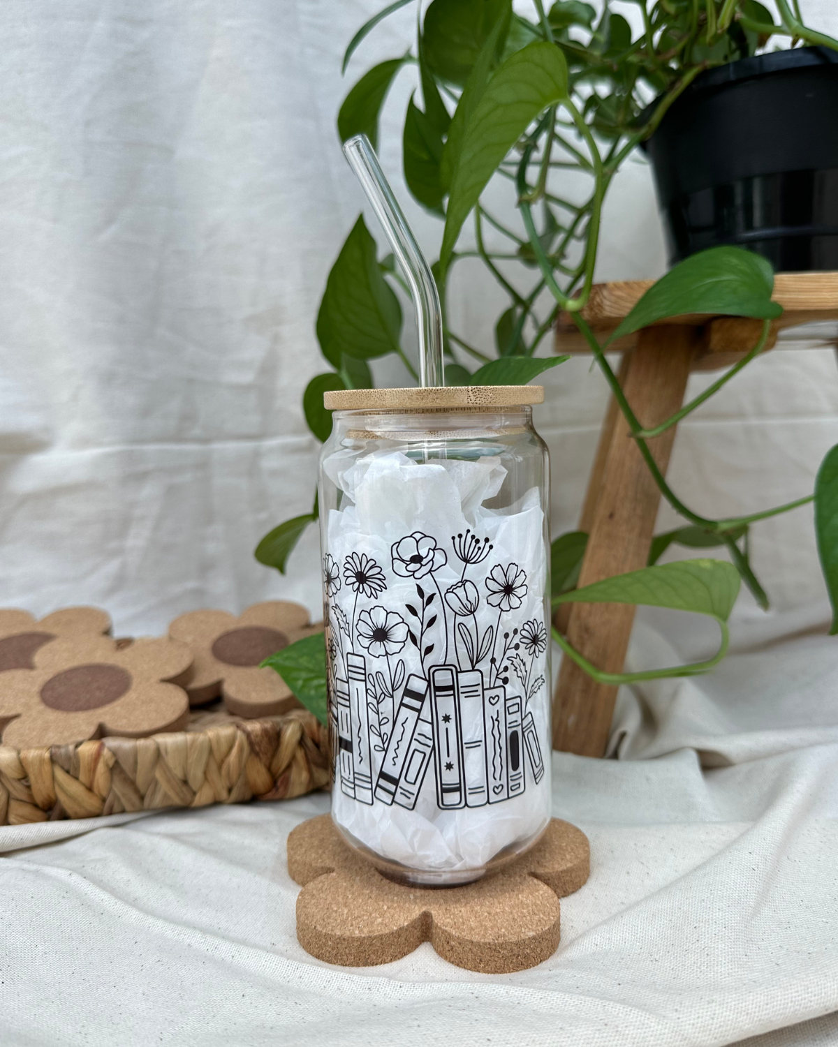 Floral Books | Glass Cup