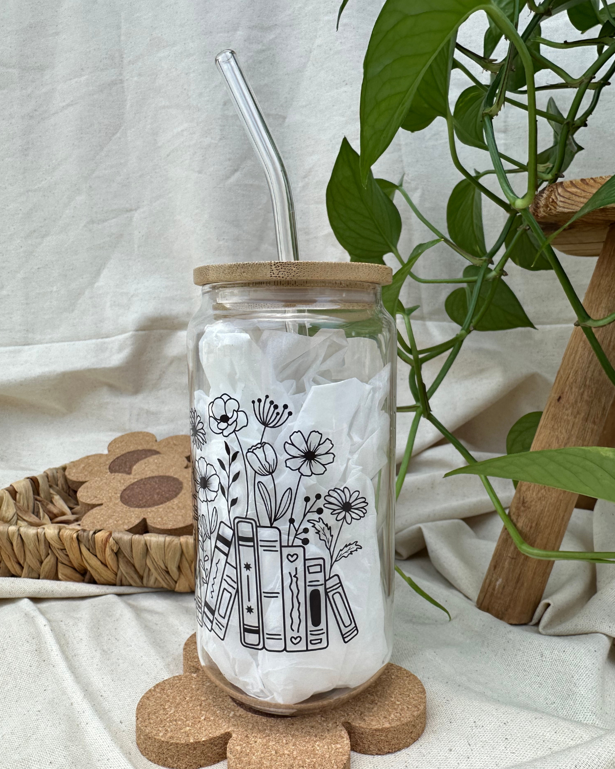 Floral Books | Glass Cup