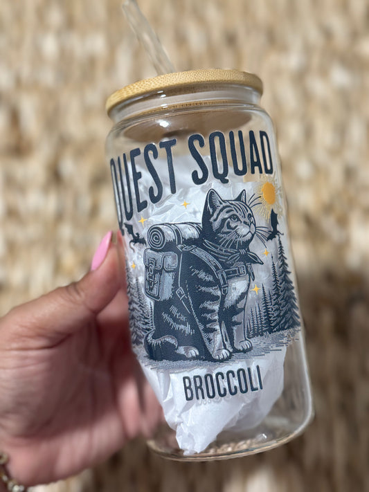 Quest Squad Broccoli | 18oz Glass Cup