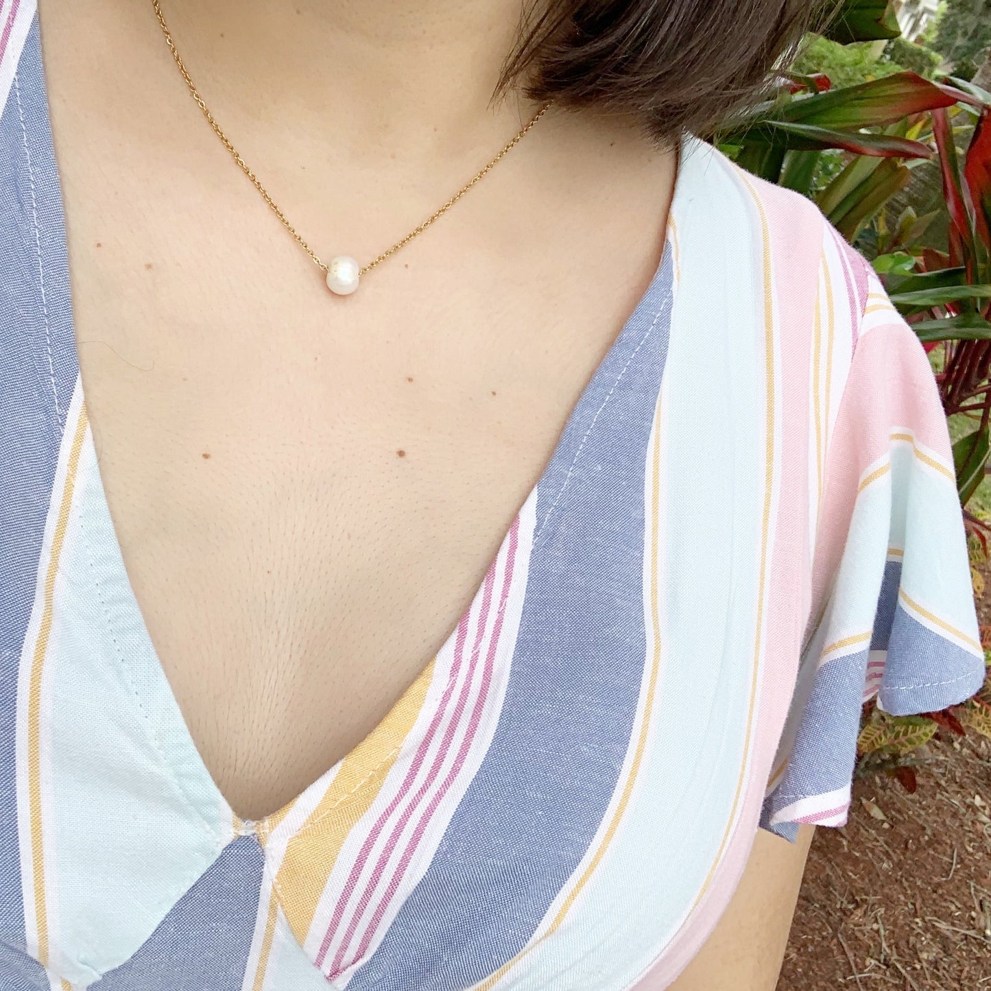 Single Pearl Necklace ; Fresh Water Pearl;