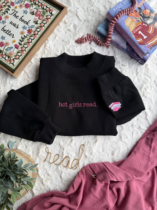 Hot Girls Read | Embroidered Mockneck