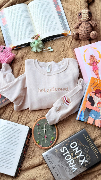 Hot Girls Read | Embroidered Crewneck