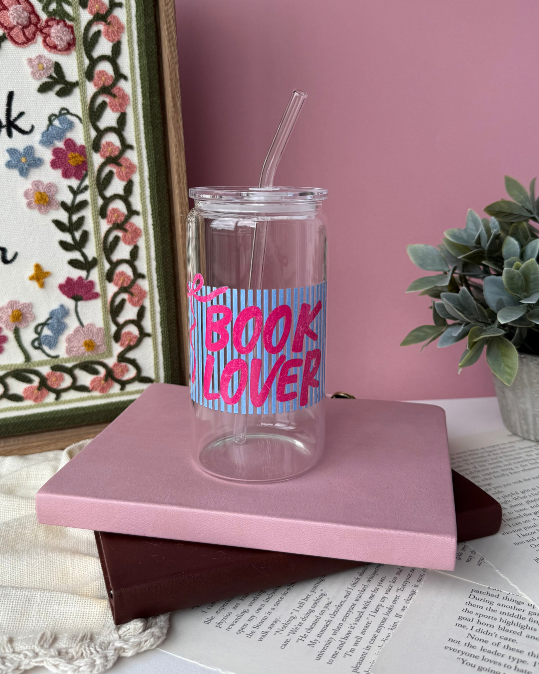 Book Lover Bow | 16oz Glass Cup