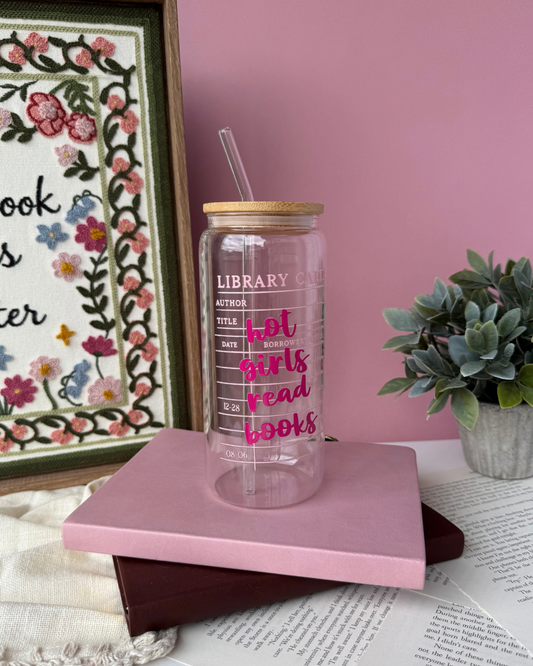 Hot Girls Read Books | 20oz Glass Cup