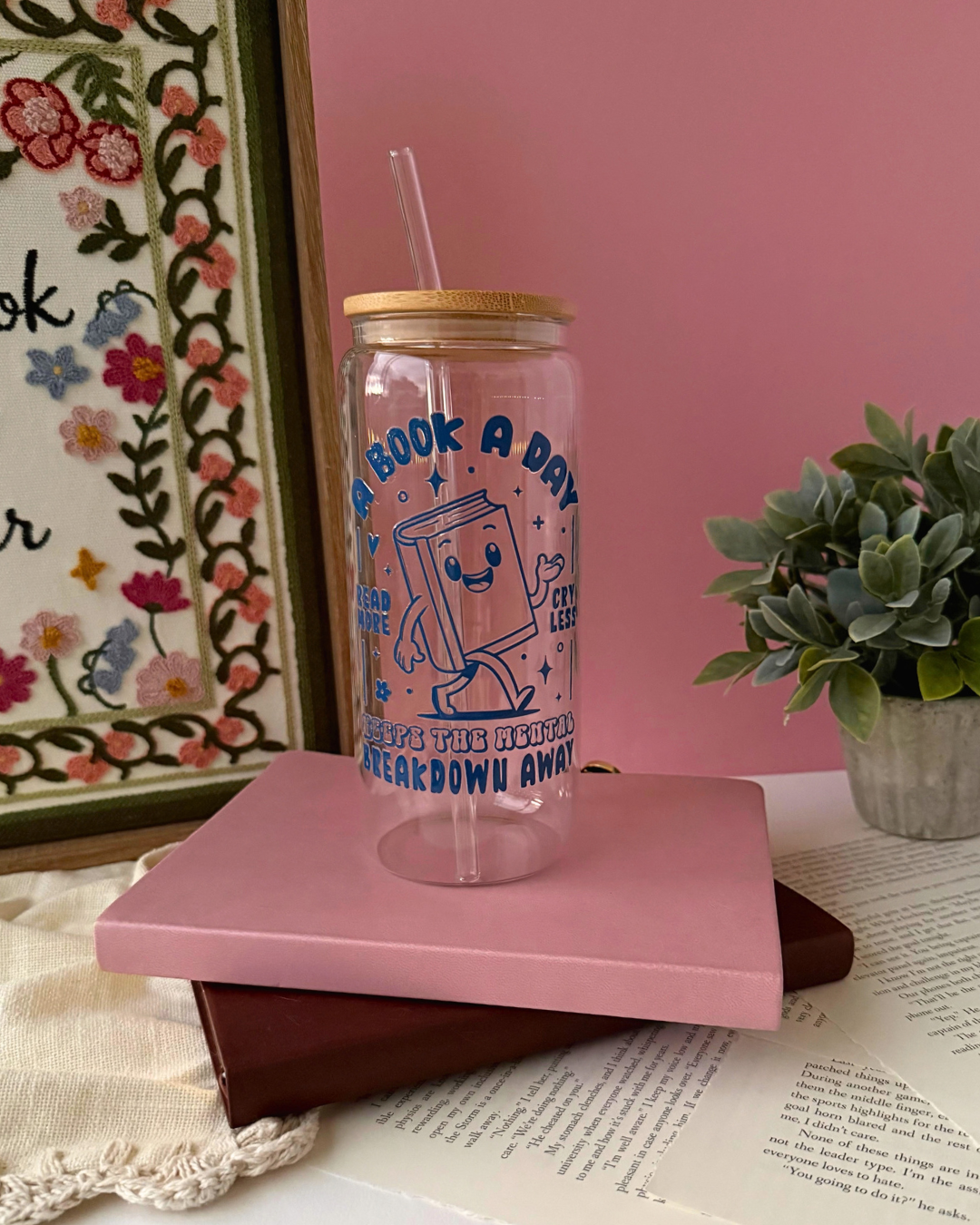 A Book A Day | 20oz Glass Cup