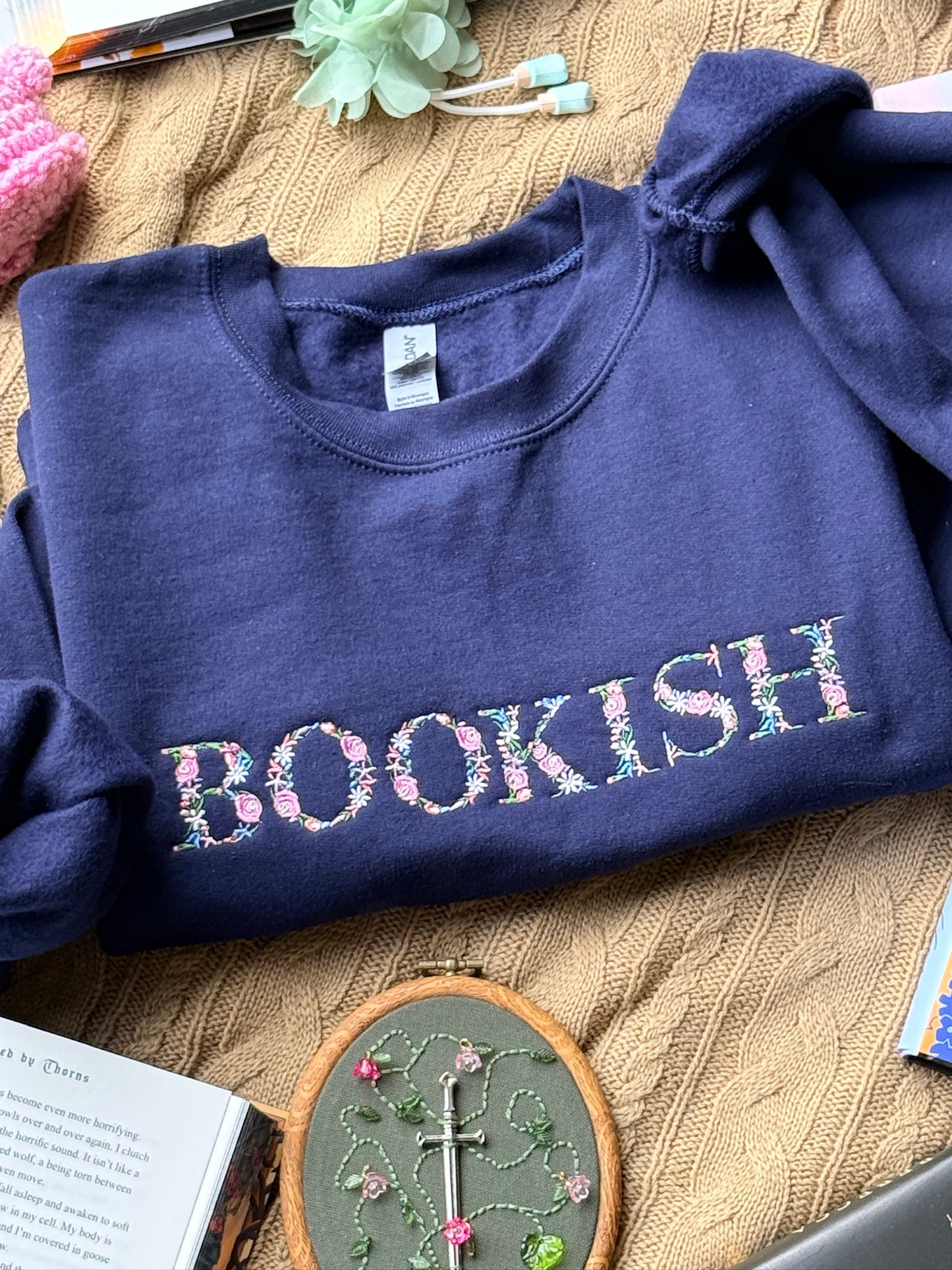 Bookish Spring Floral | Embroidered Sweatshirt