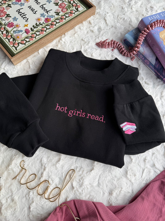 Hot Girls Read | Embroidered Mockneck