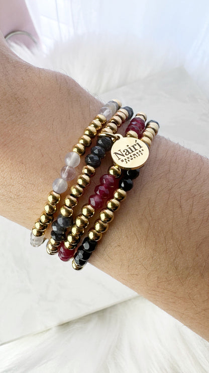 Black Stackable Gemstone Bracelet
