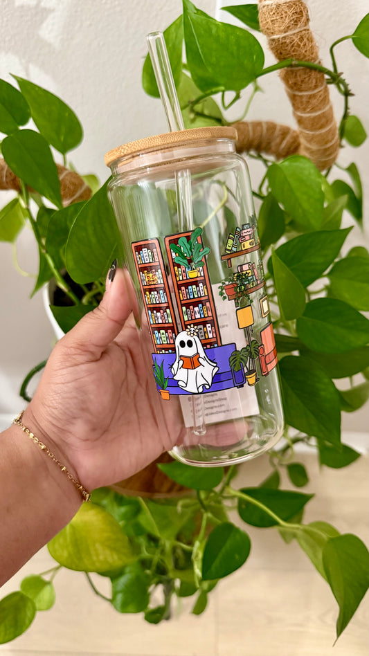 Reading Ghostie | 20oz Glass Cup