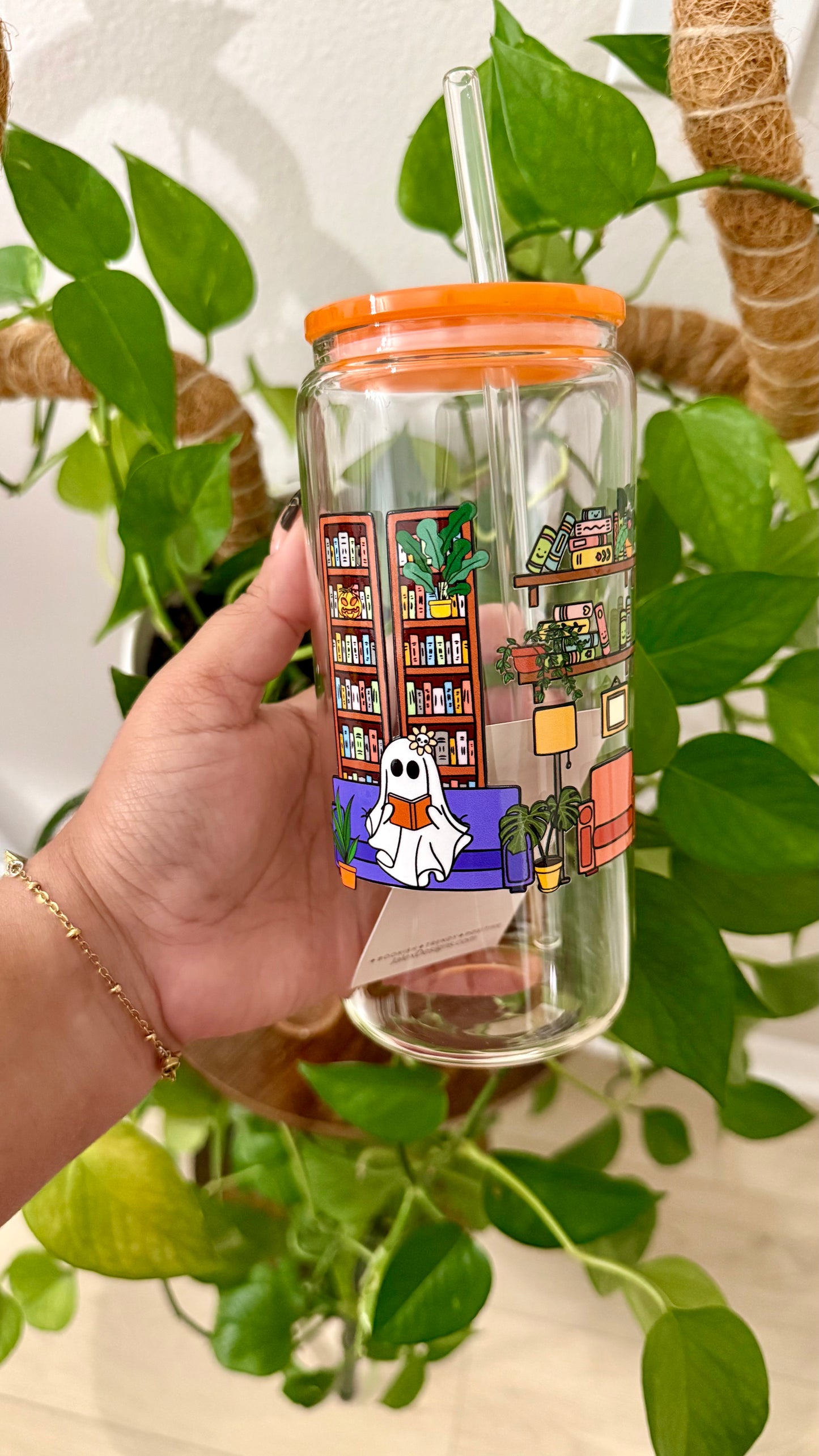 Reading Ghostie | 20oz Glass Cup