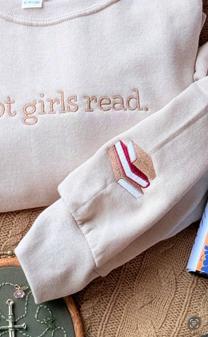 Hot Girls Read | Embroidered Crewneck