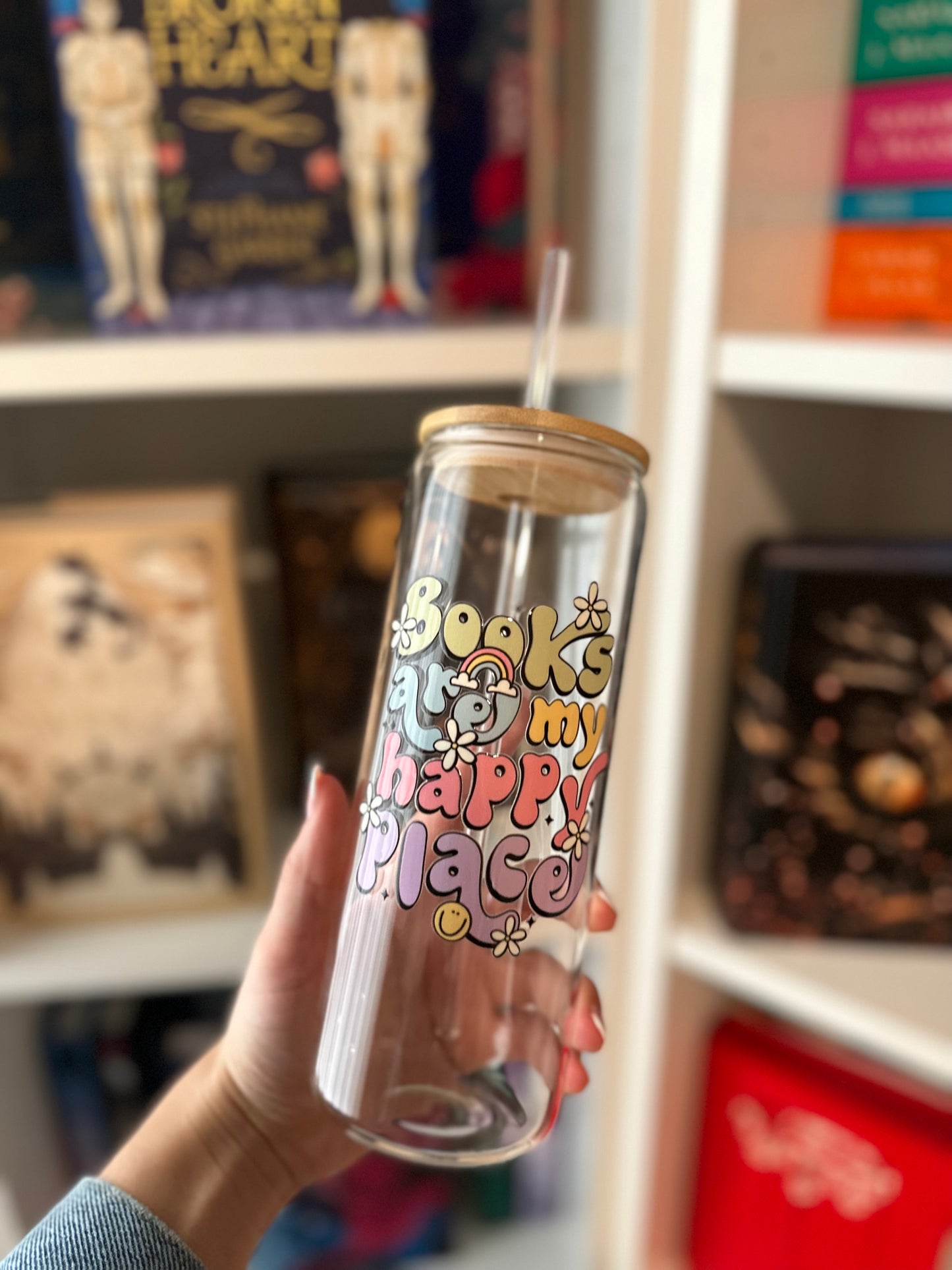 Books are my happy place | Glass Cup