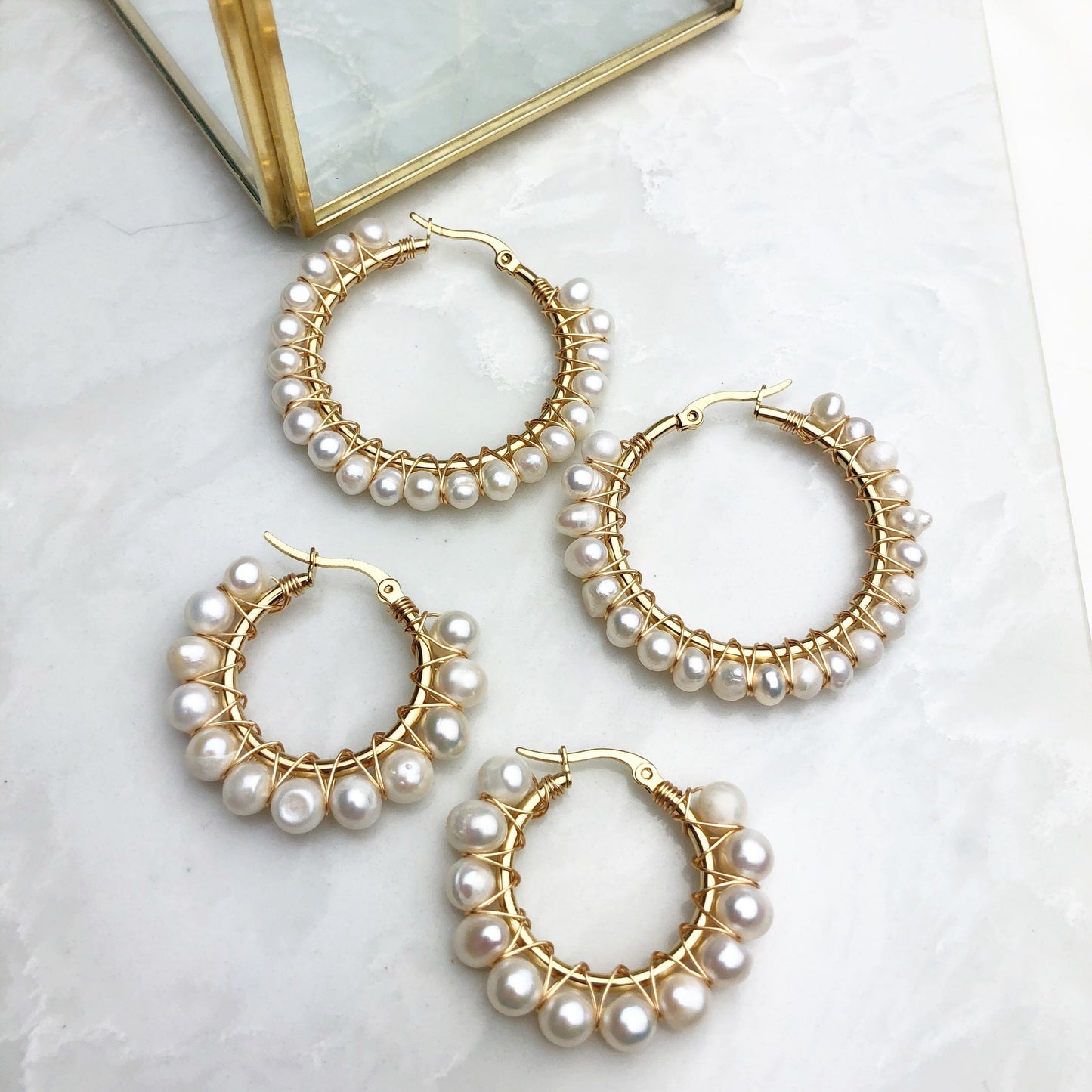 Small Pearl Hoops