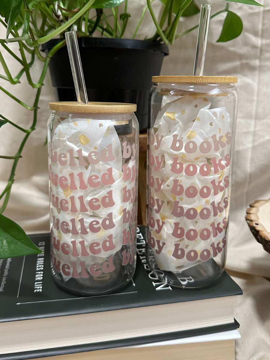 Fuelled by Books | Glass Cup
